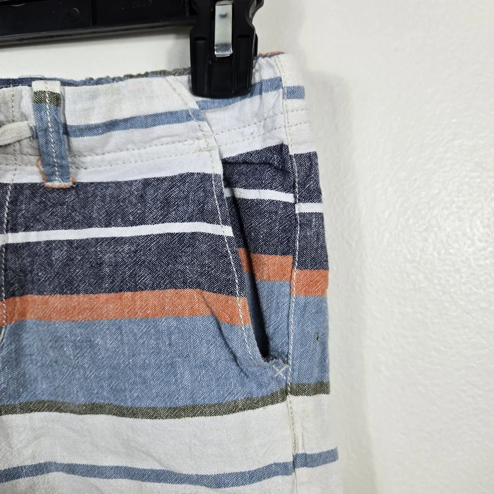 Gymboree Boys Navy White Striped Nautical‎ Bermuda Weathered Preppy Shorts 7